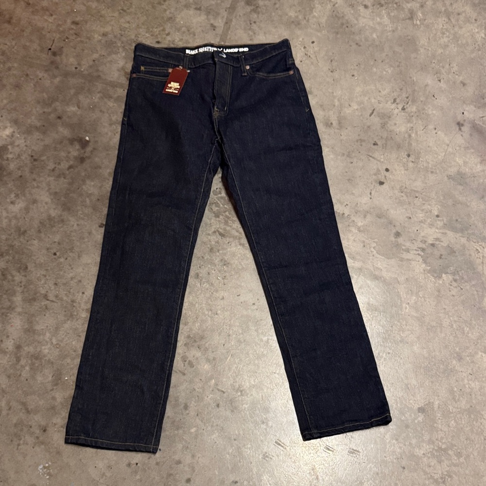 Lands' End Men's Deep Indigo Straight Jeans